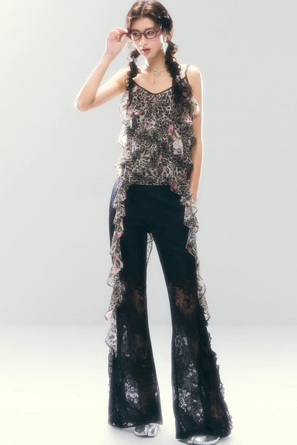 Leopard Print Irregular Chiffon Vest