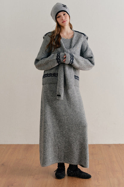Fair Isle Pullover Sweater and A-Line Skirt Set