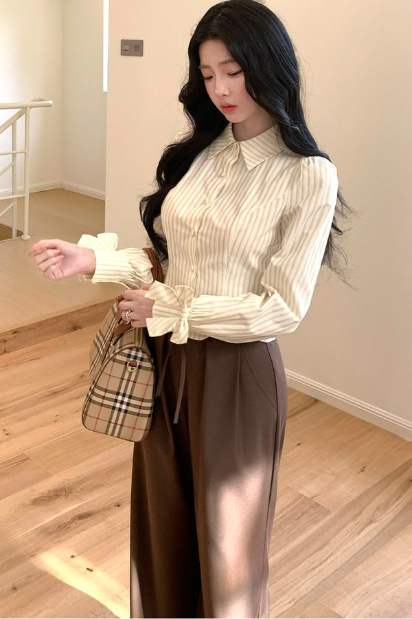 Daffodil Striped Blouse Vest Set-Up