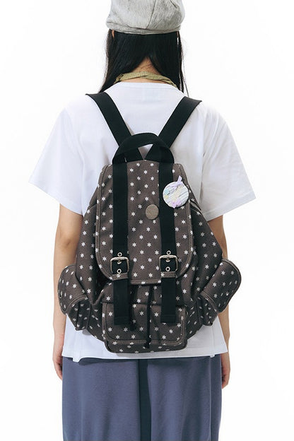 Canvas-Rucksack mit sechszackigem Stern und mehreren Taschen
