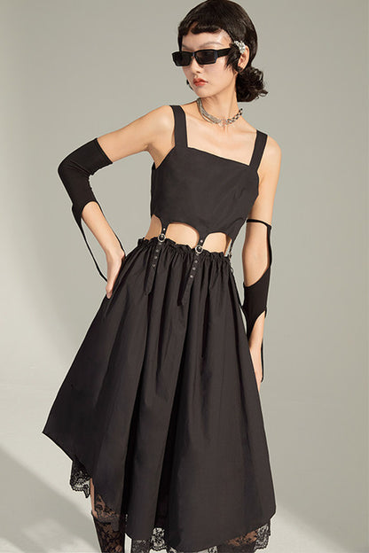 Black Mid-Length Camisole Dress