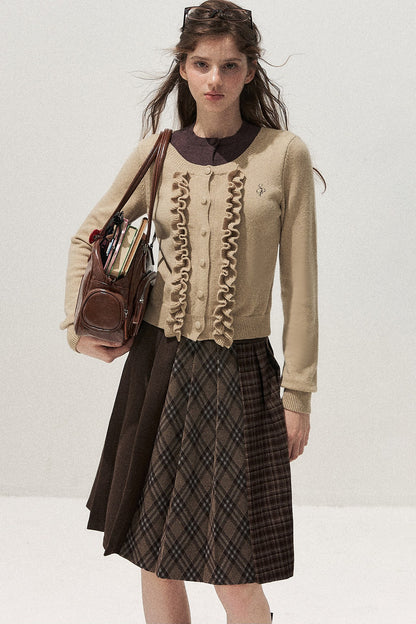 Layered-Look Floral Ruffle Sweater
