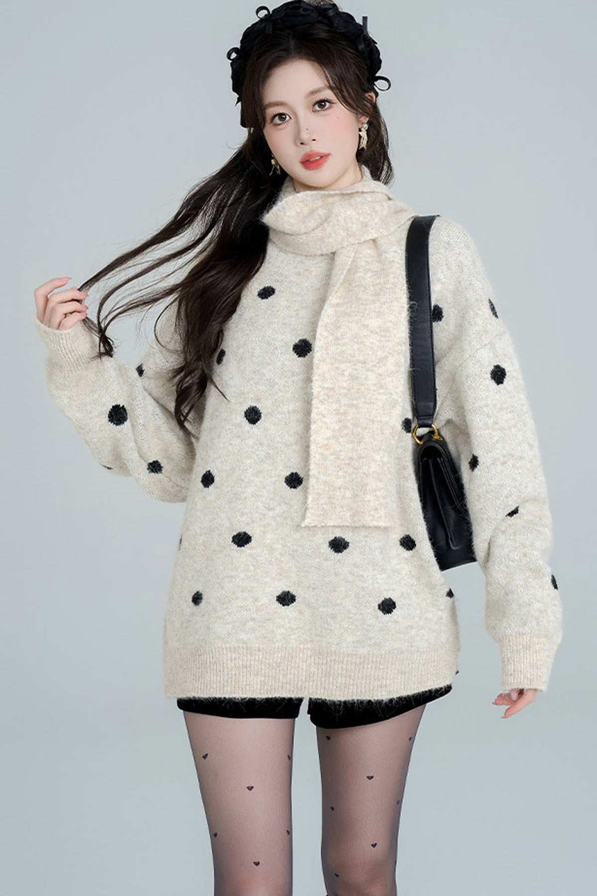 Polka Dot Loose Pullover Sweater
