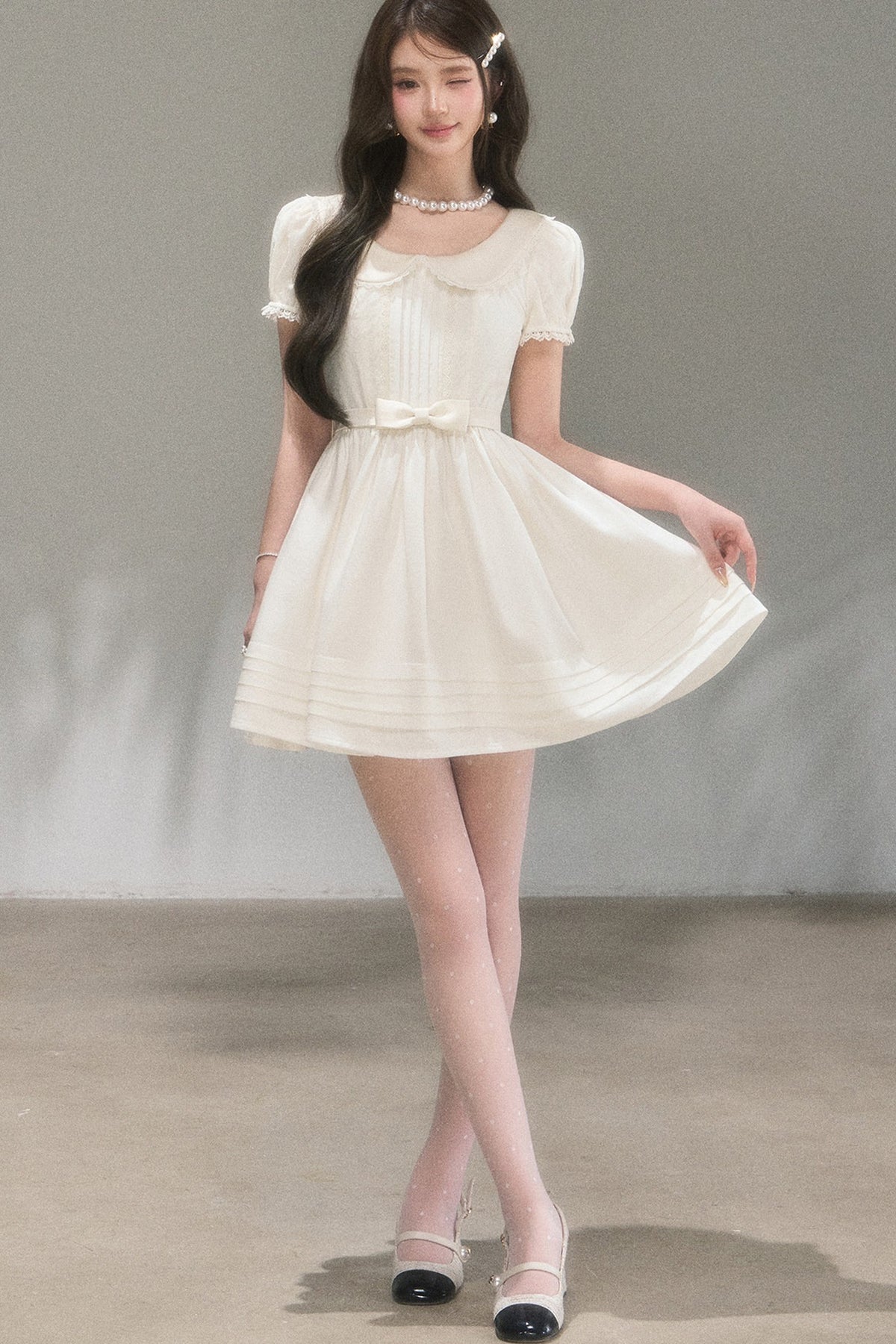 Robe trapèze blanche pure conte de fées