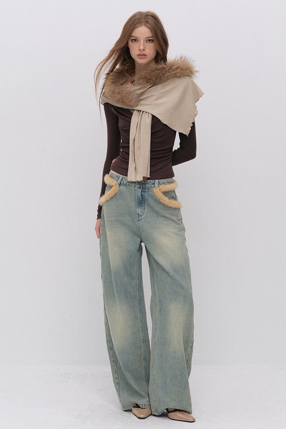 Layered-Look Pleated Tencel Base Layer Top