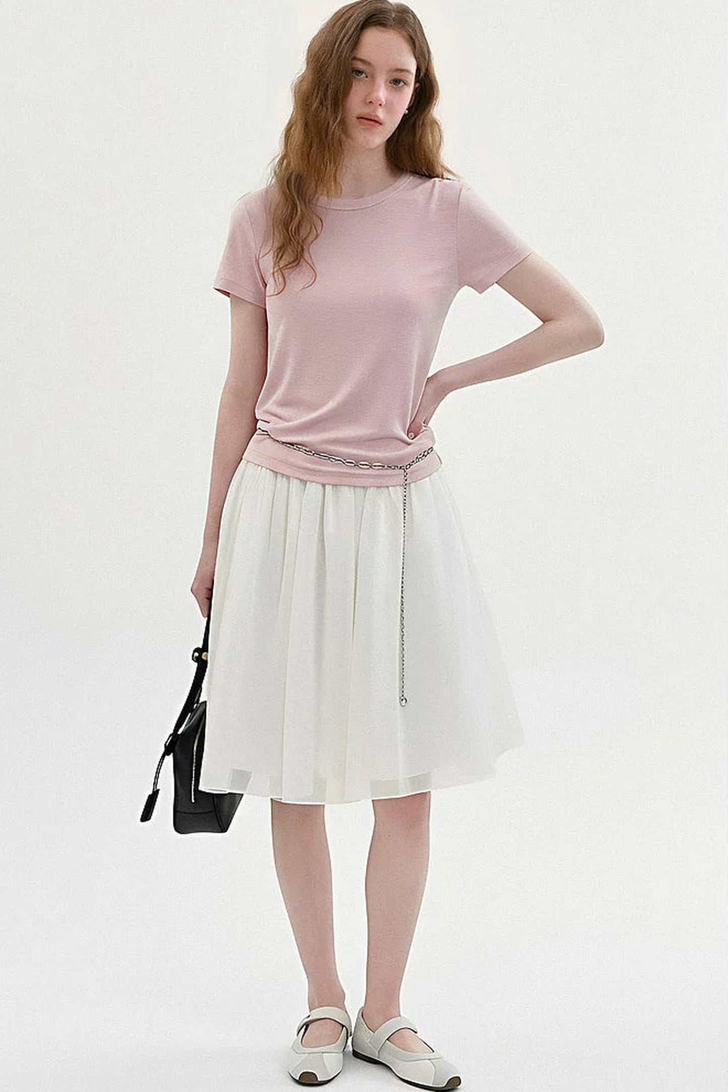 T-shirt rosa a girocollo