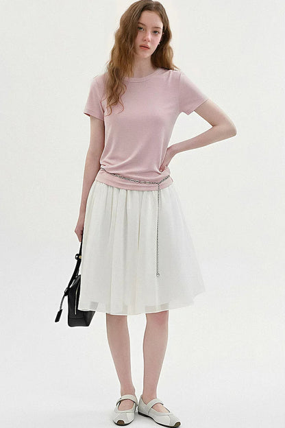 T-shirt rosa a girocollo