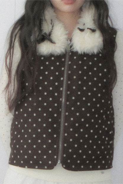 Conjunto reversible de chaleco sin mangas y pantalón de lunares