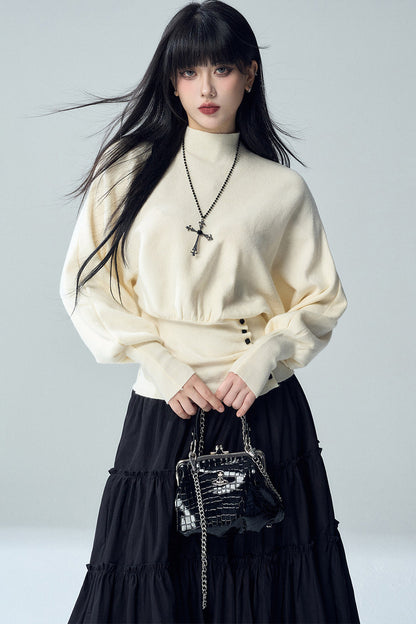 Short Batwing Knit Top