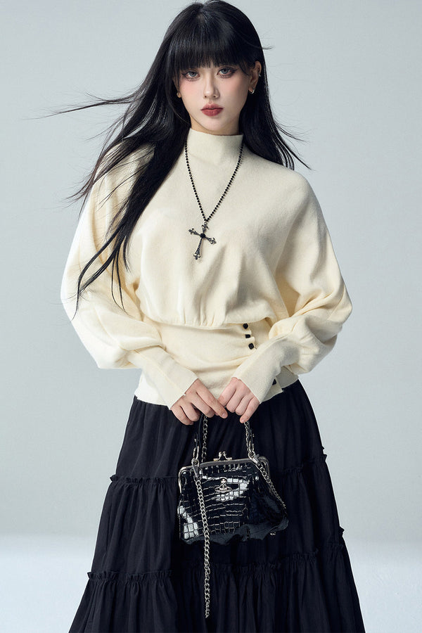 Short Batwing Knit Top