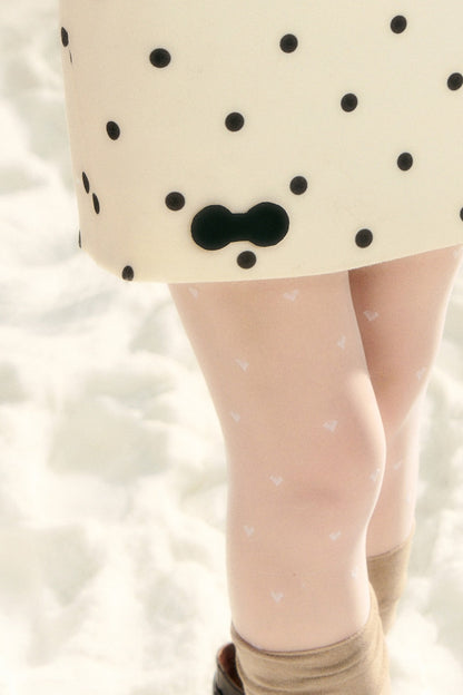 High-Waisted Drapey Polka Dot Woolen Skirt