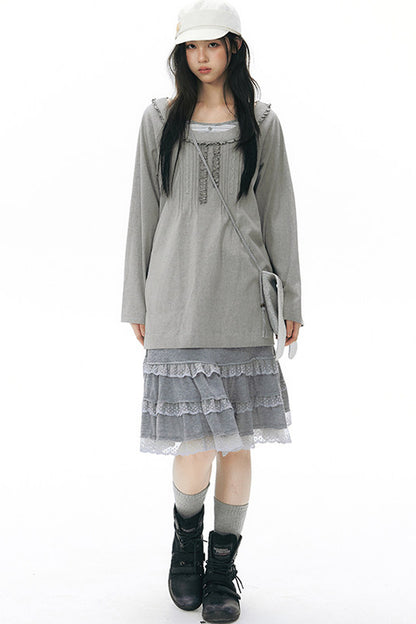 Front Chest Tuck Webbing Raglan Knit T-Shirt