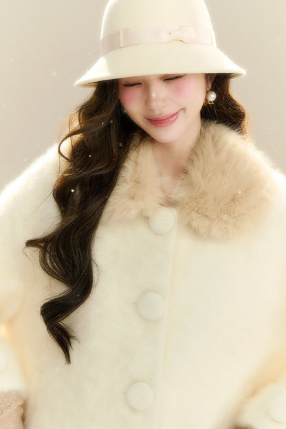Cappotto in lana e pelliccia di volpe