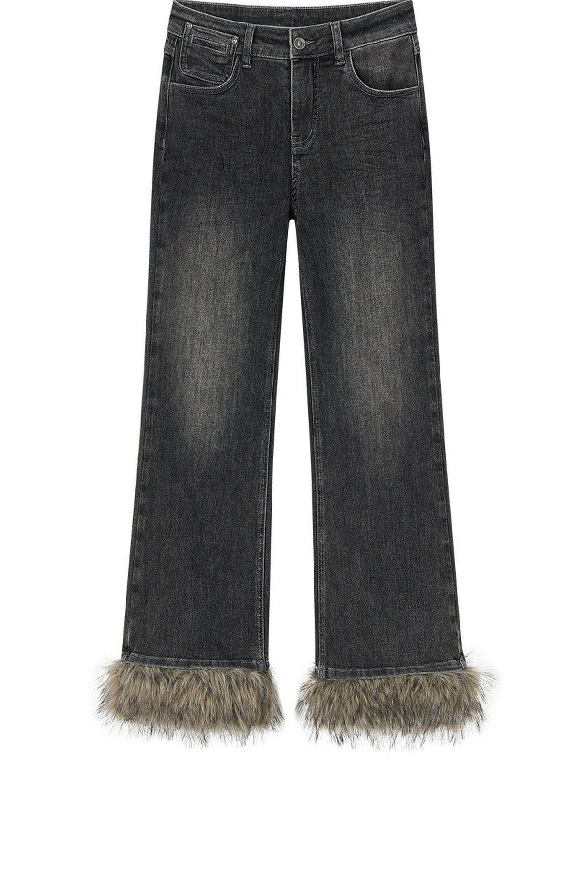 Detachable Frayed Hem Washed Flared Jeans