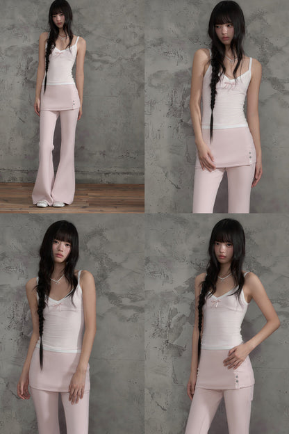 Pink Striped Bow Camisole