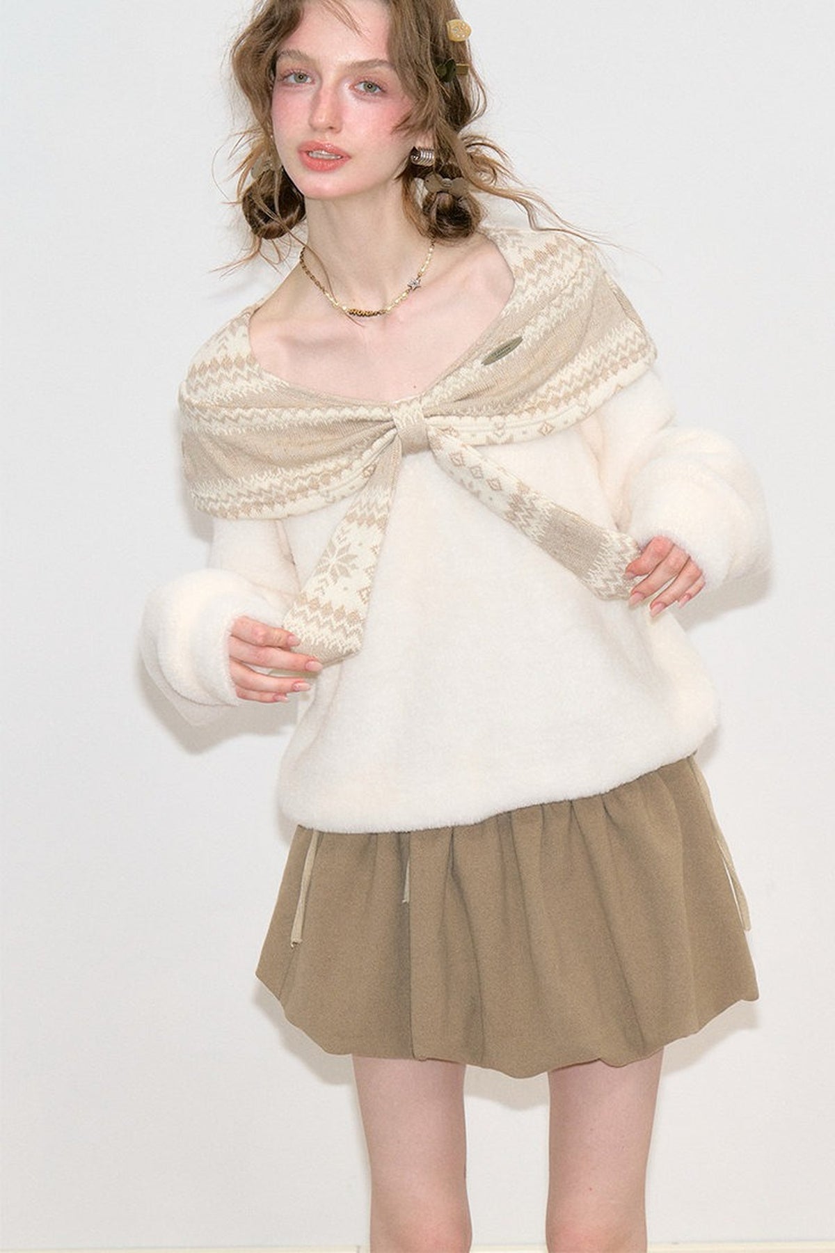 Fair Isle Shawl Collar Sweater