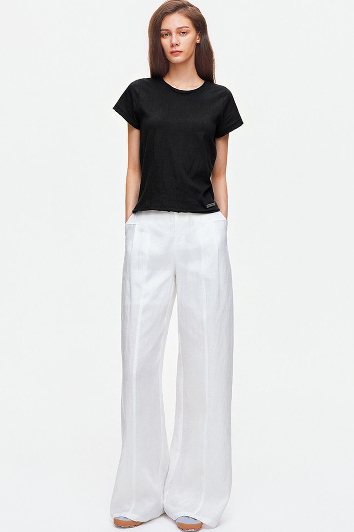 Rolled Hem Cotton T-Shirt