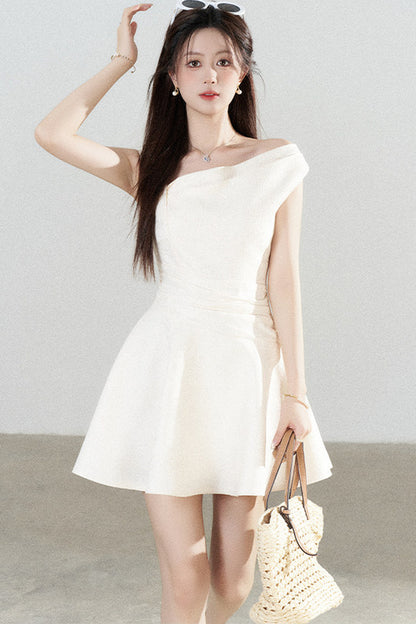 Apricot Off-Shoulder Slimming Dress