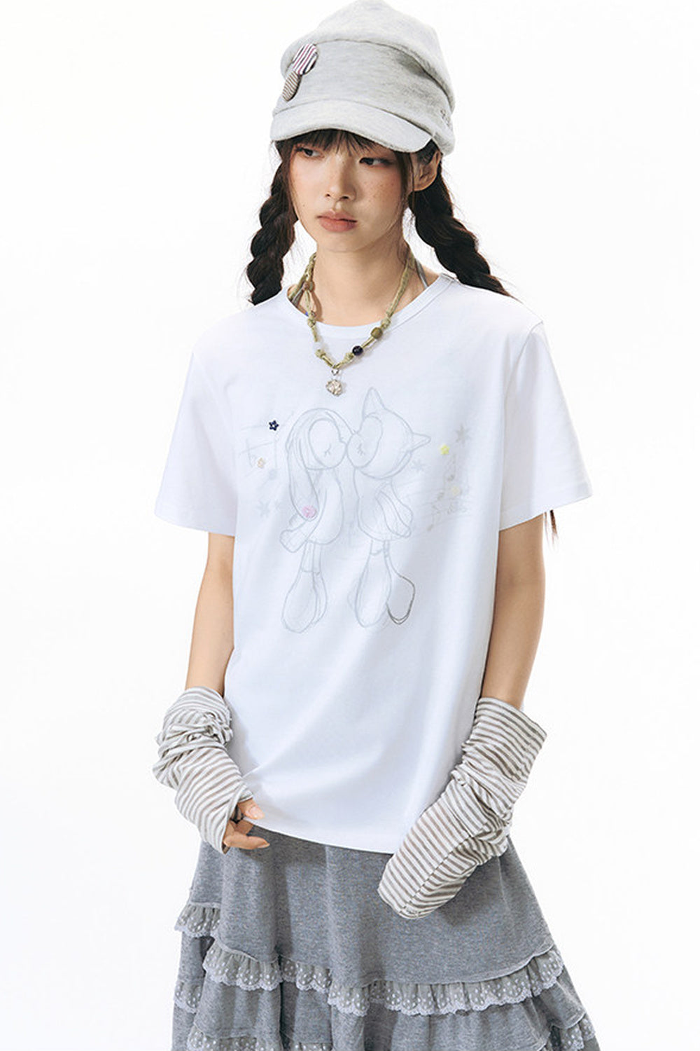 Kiss Print Short Sleeve Blouse