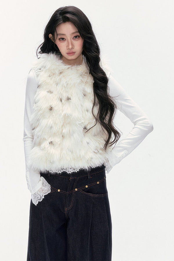 Hooded Faux Fur Vest