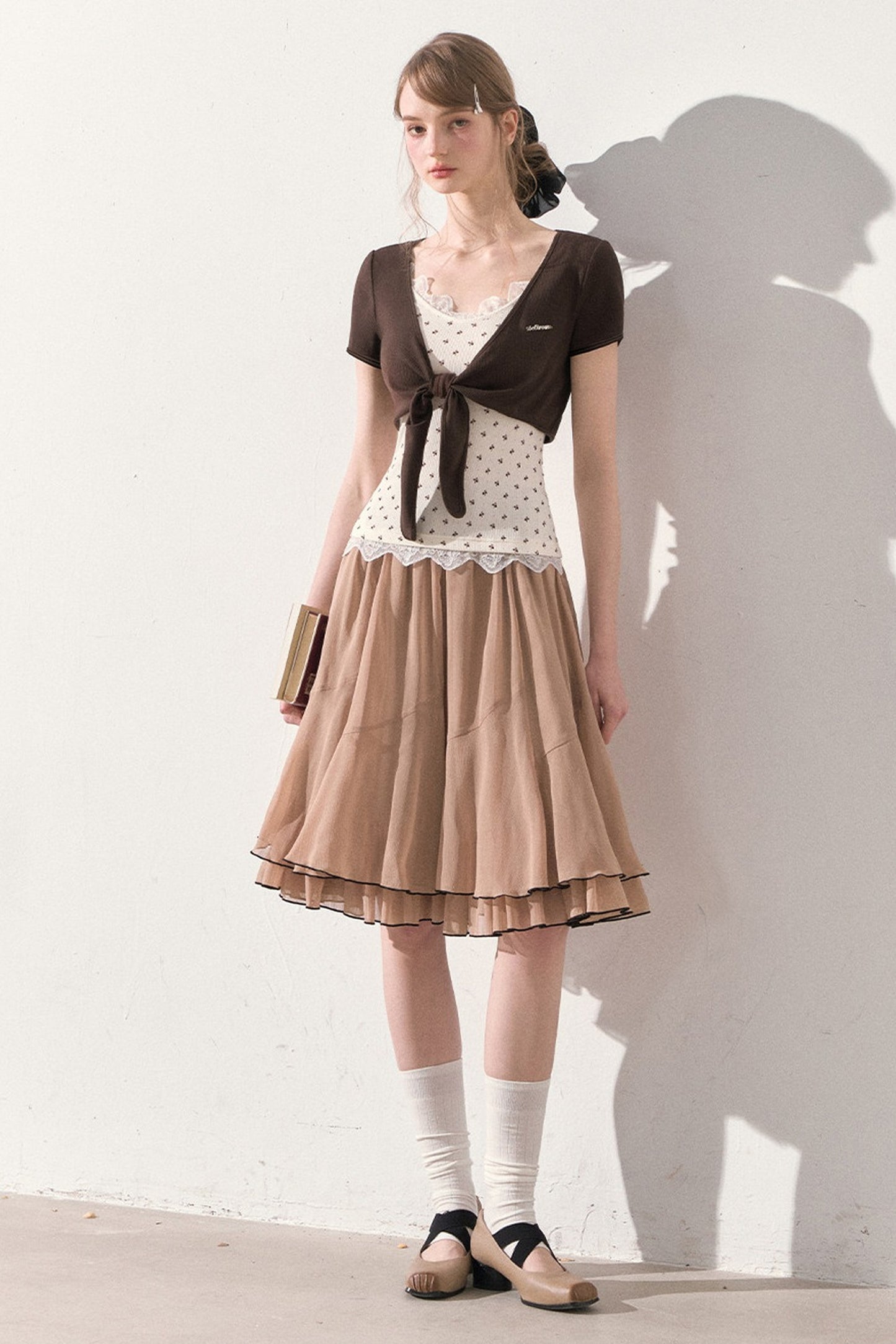 Vintage Printed Lace Vest with Bolero, Skirt and Jacket Set