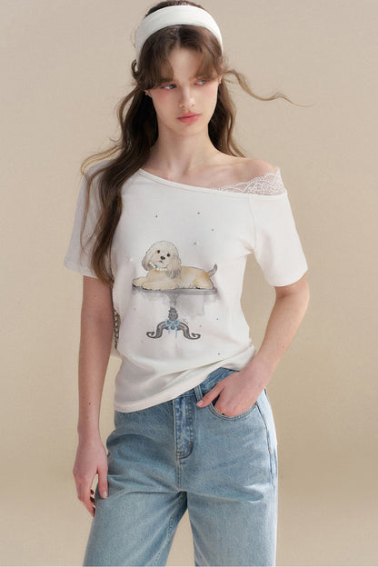 Hand-Painted Puppy Denim Pants