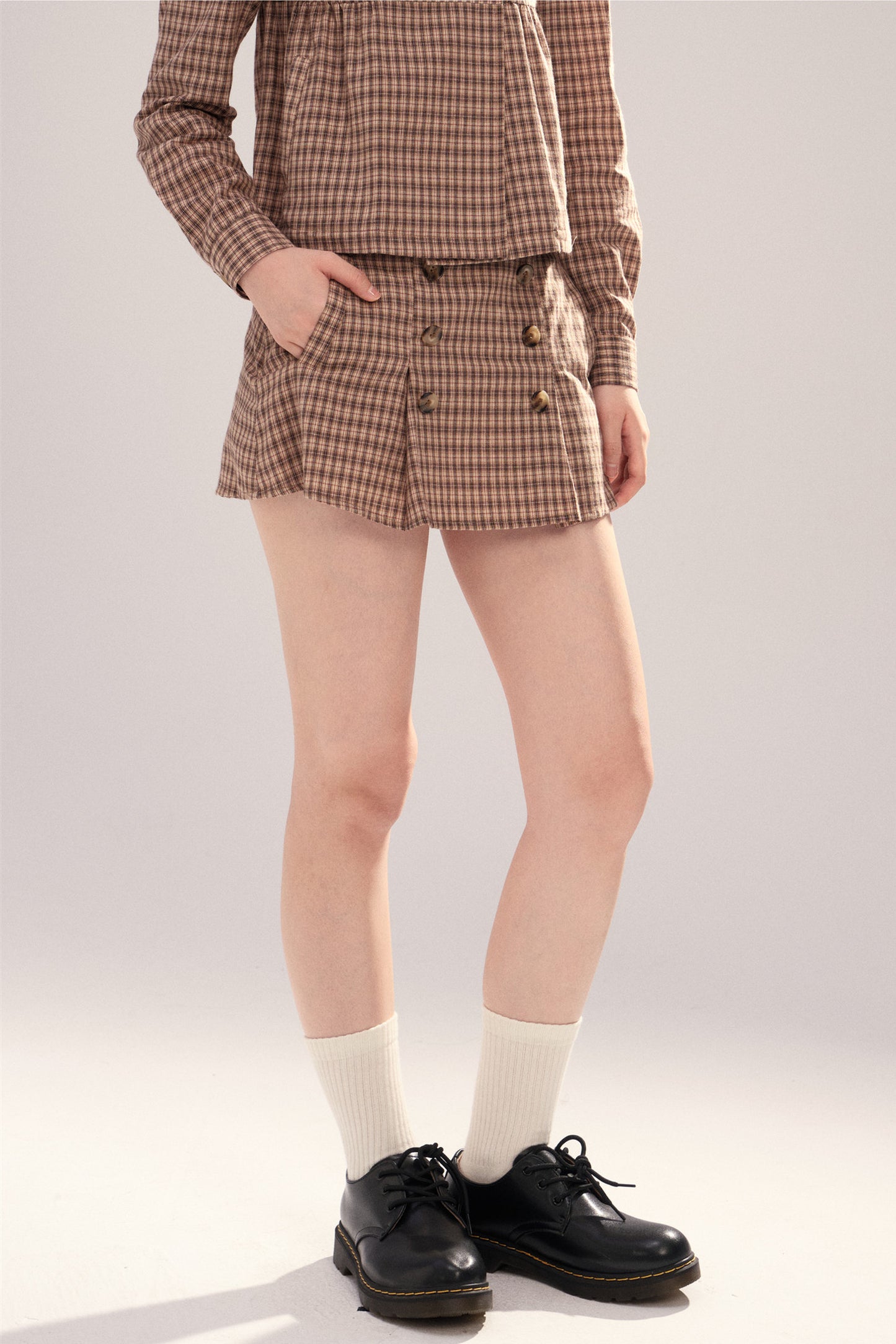 Buttoned High-Waisted A-Line Skirt