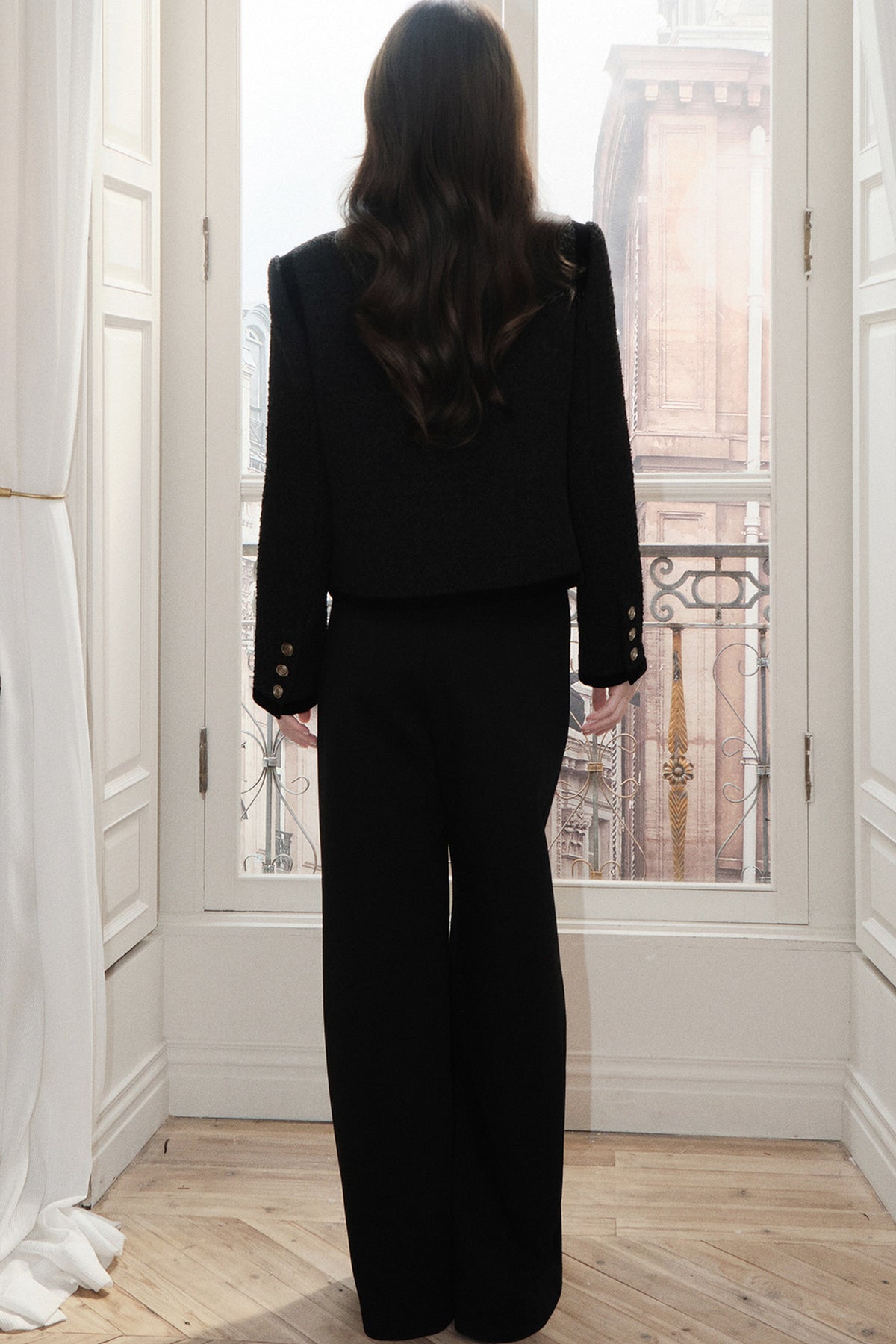 Pleated Wide-Leg Tencel Wool Pants