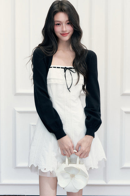 Lace A-Line Dress and Cardigan Set-Up