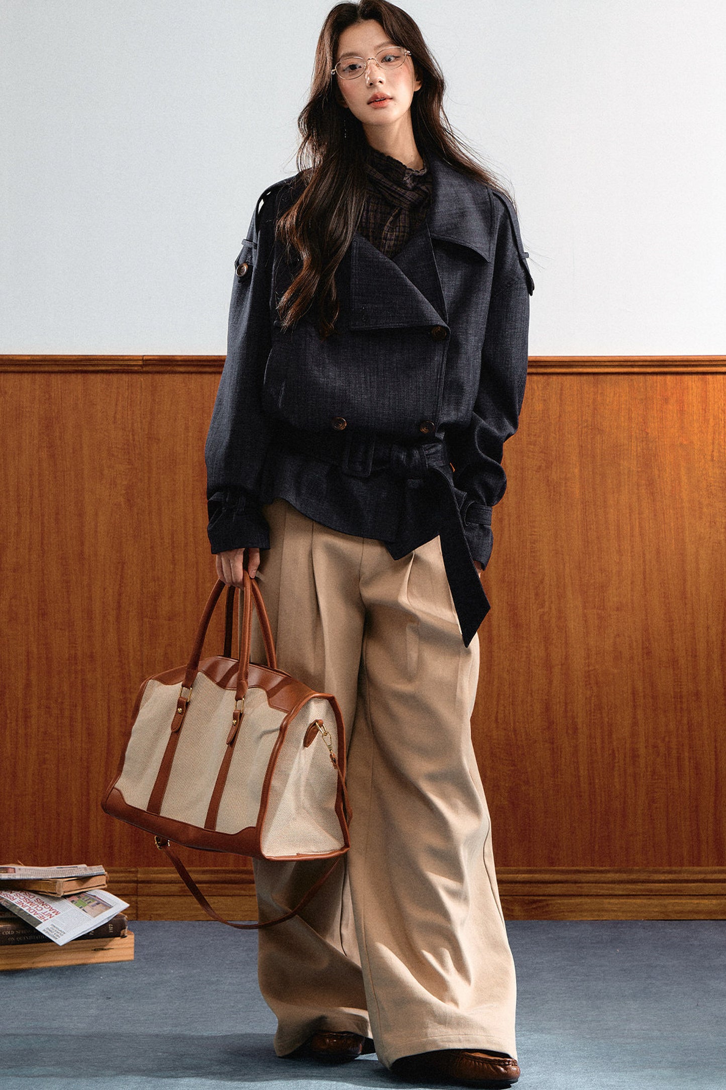 Retro Denim Trench Coat