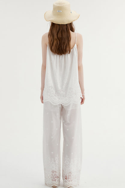 Lace Camisole and Wide-Leg Pants Set-Up