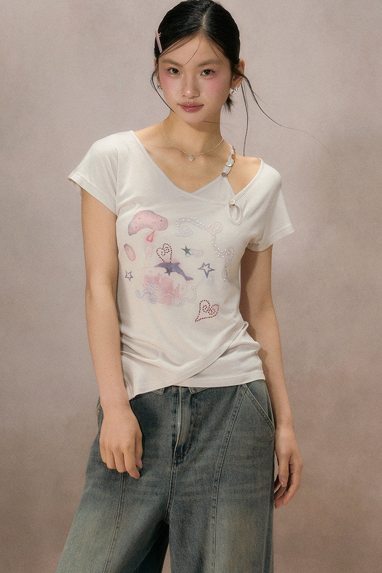 Sternenlicht-Traum schulterfreies T-Shirt