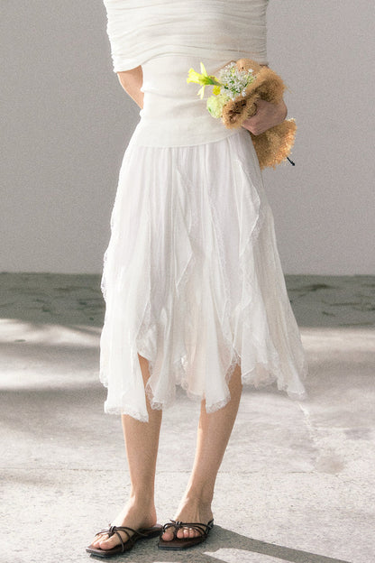 Asymmetrical Lace A-Line Skirt