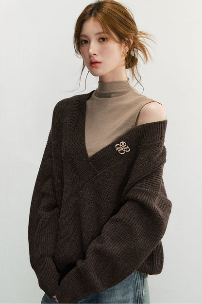 Ärmelloses Westen-Set im Lagenlook aus Wollmischung