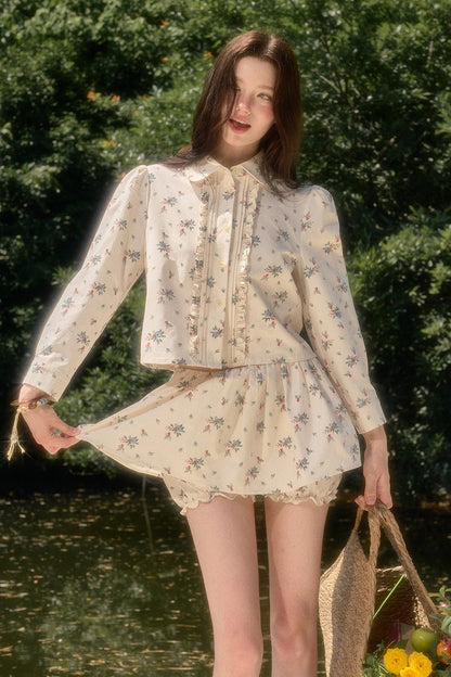 Floral Shirt and Skirt Set-Up