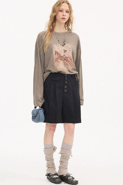 Pleated Gray Shorts