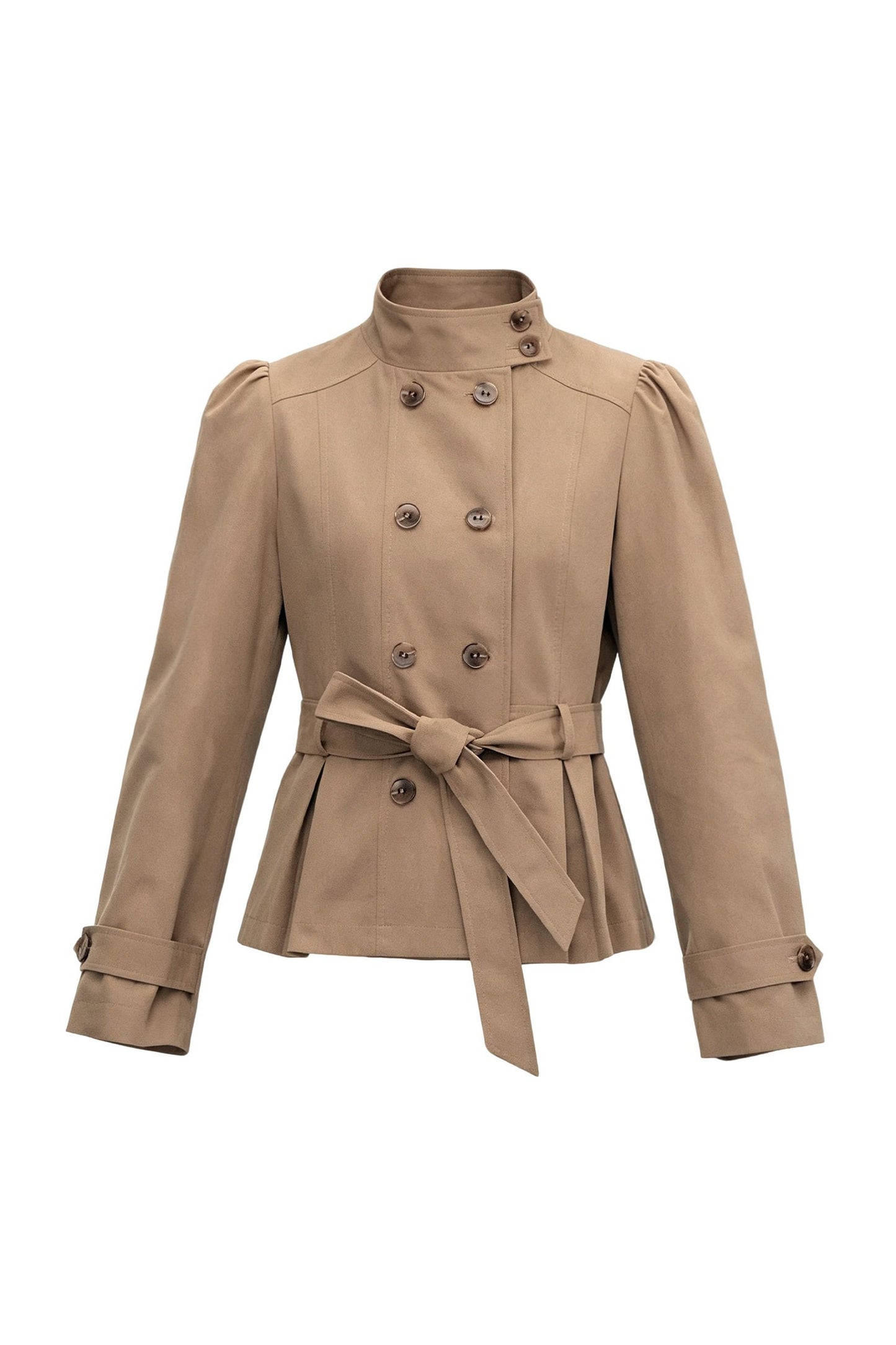 Vintage-Set aus zweireihigem Trenchcoat mit Stehkragen und Rock