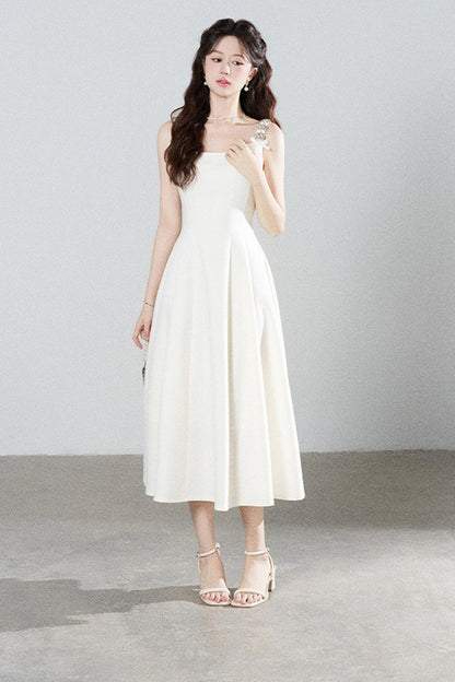 Elegant White Drapey Dress
