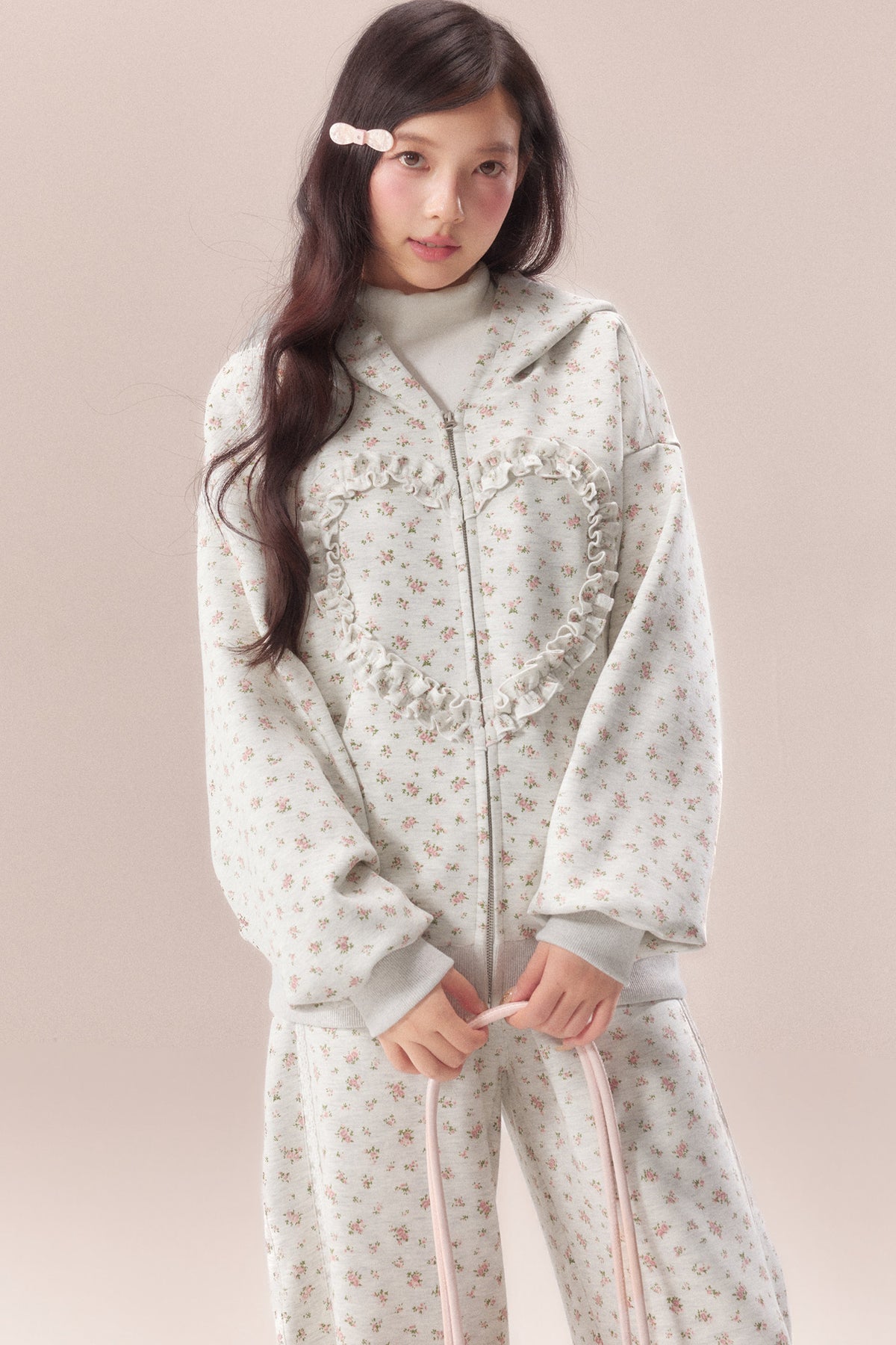 Floral Heart Hoodie and Scimitar Pants Set-Up
