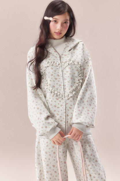 Floral Heart Hoodie and Scimitar Pants Set-Up