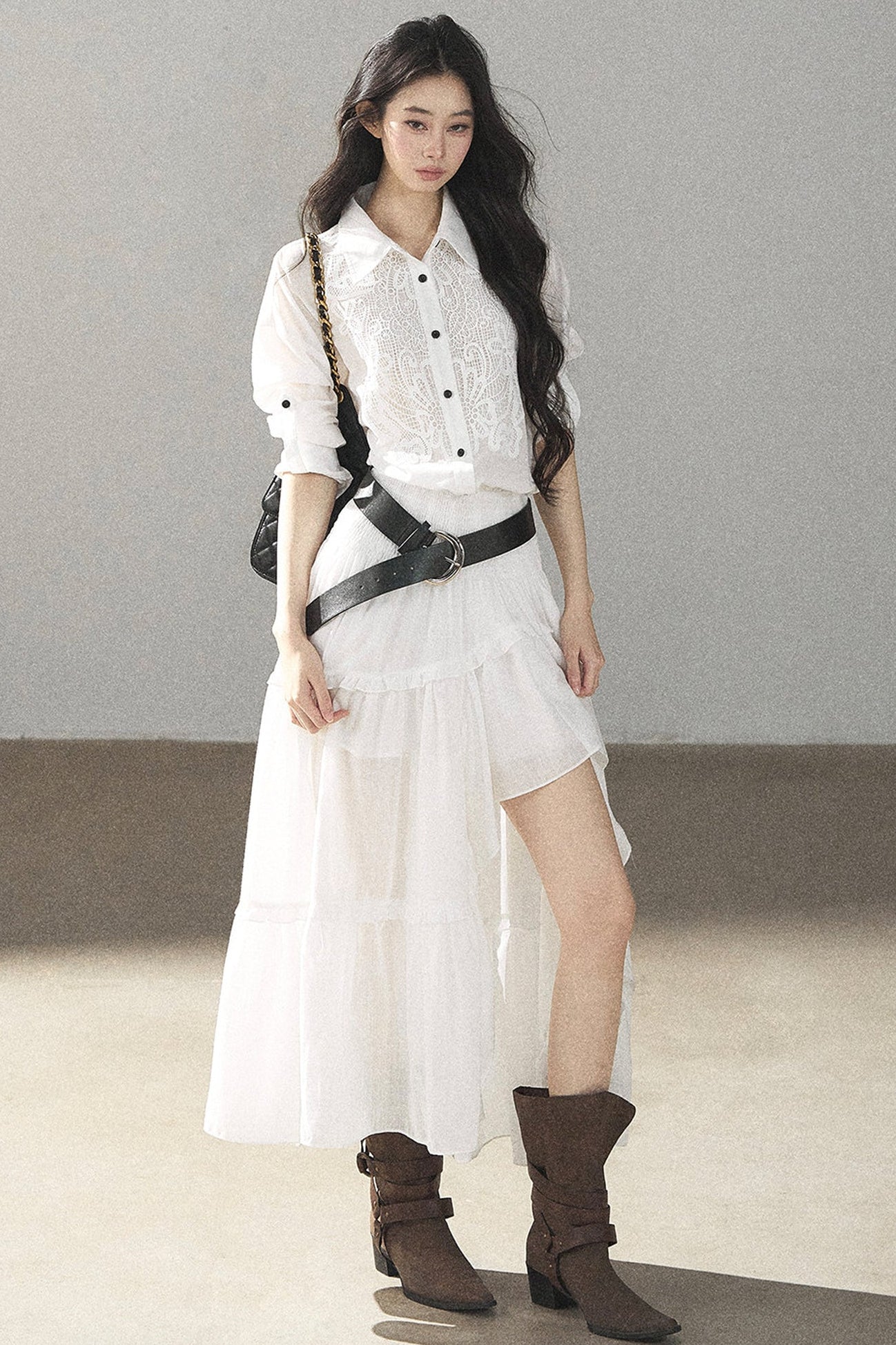 White Lace Shirt Dress