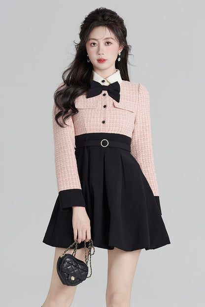 Layered-Look Wool Floral Dress
