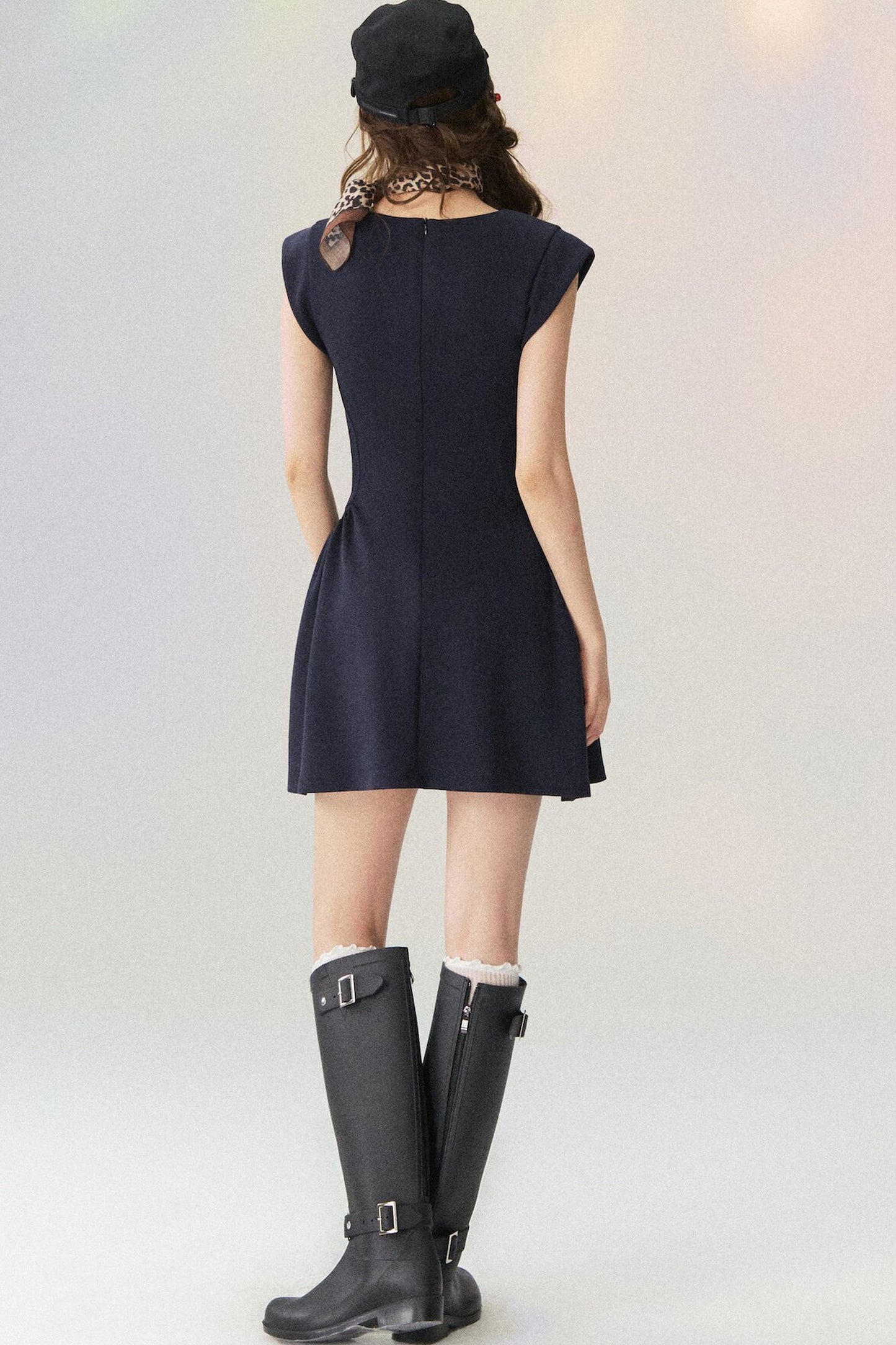 V Neck Waist-Cinching Knit Dress