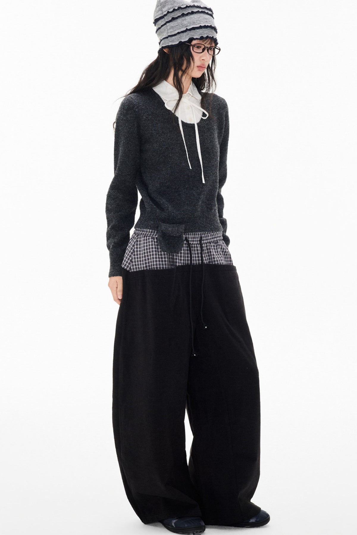 Patchwork Doll Collar Pullover Sweater