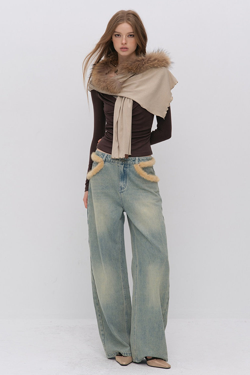 Raccoon Fur Collar Cape