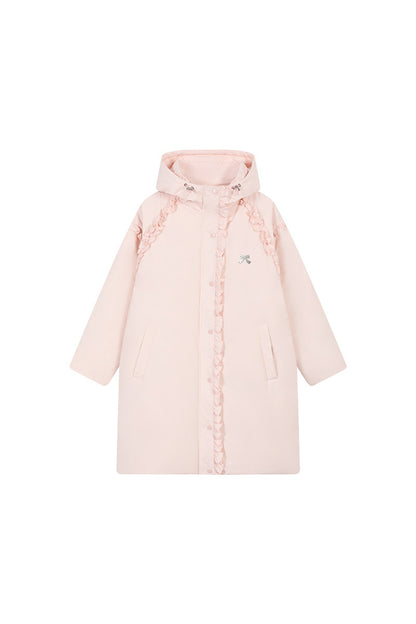 Lace Trim Long Down Jacket