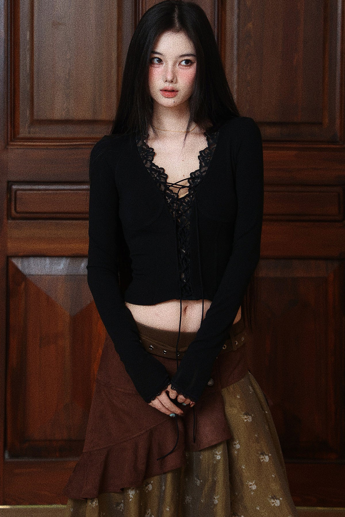 Lace-Up Long Sleeve T-Shirt