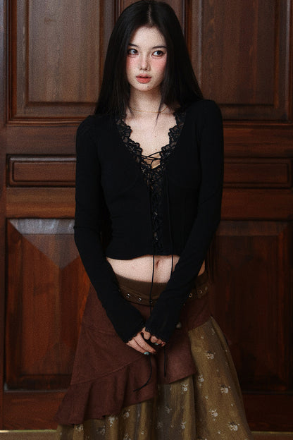 Lace-Up Long Sleeve T-Shirt