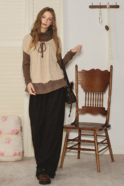 Layered-Look Polka Dot Knit Top