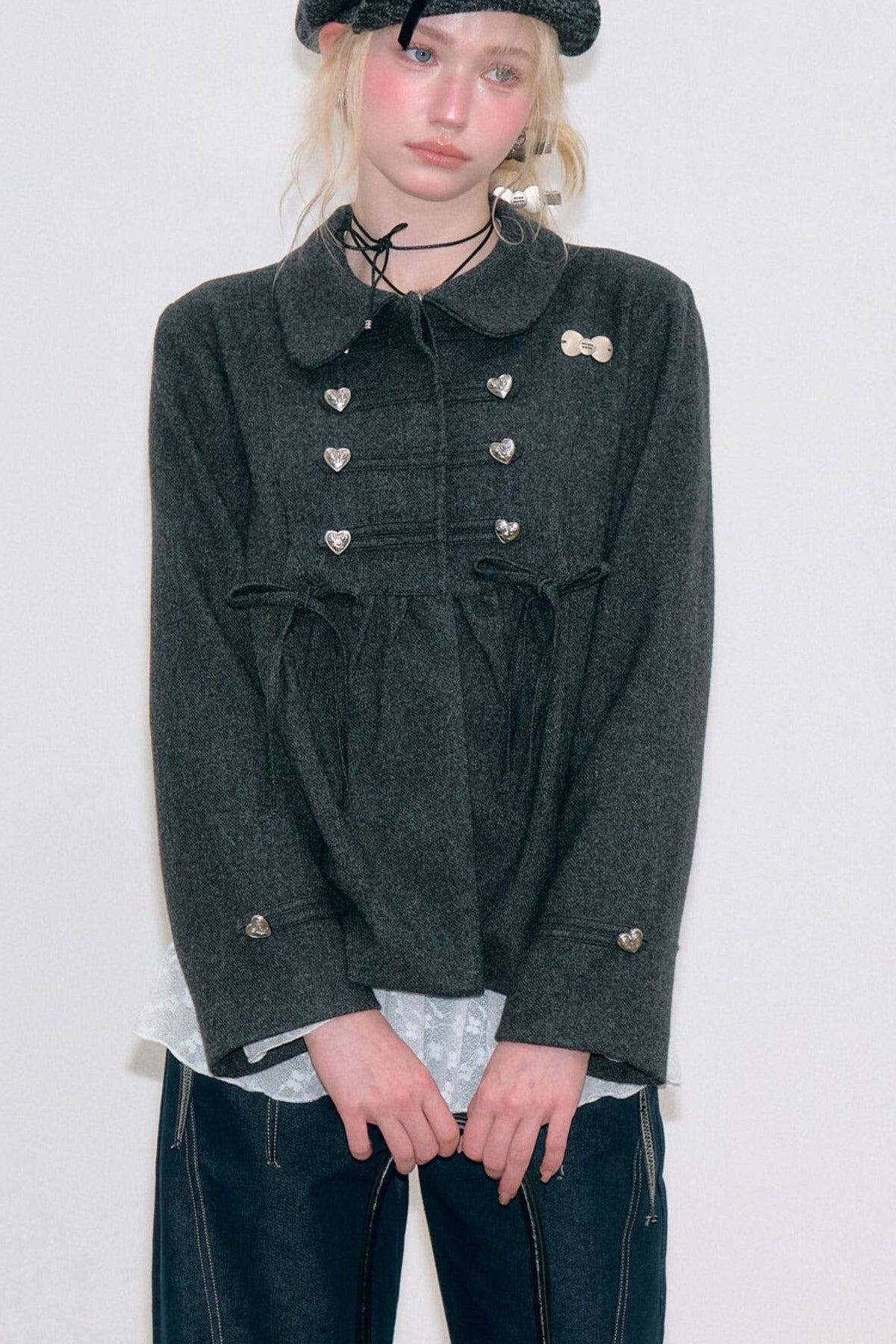 Doll Collar Bow Wool Coat